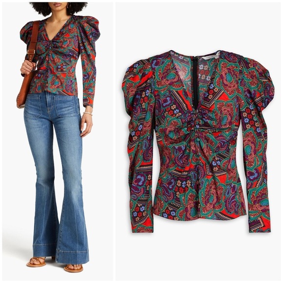 Veronica Beard / Simmons Paisley floral silk blend tops
Puff sleeve 4 - Picture 1 of 12